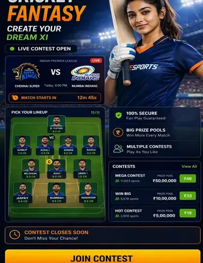 IPL Match (ipl match today) fantasy cricket & matchday visual 3